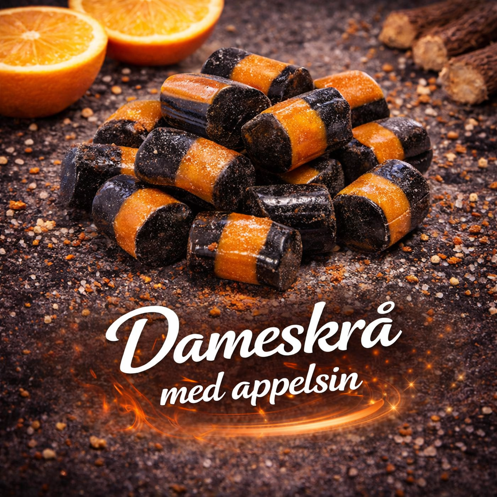 Dameskrå bolsjer med appelsin
