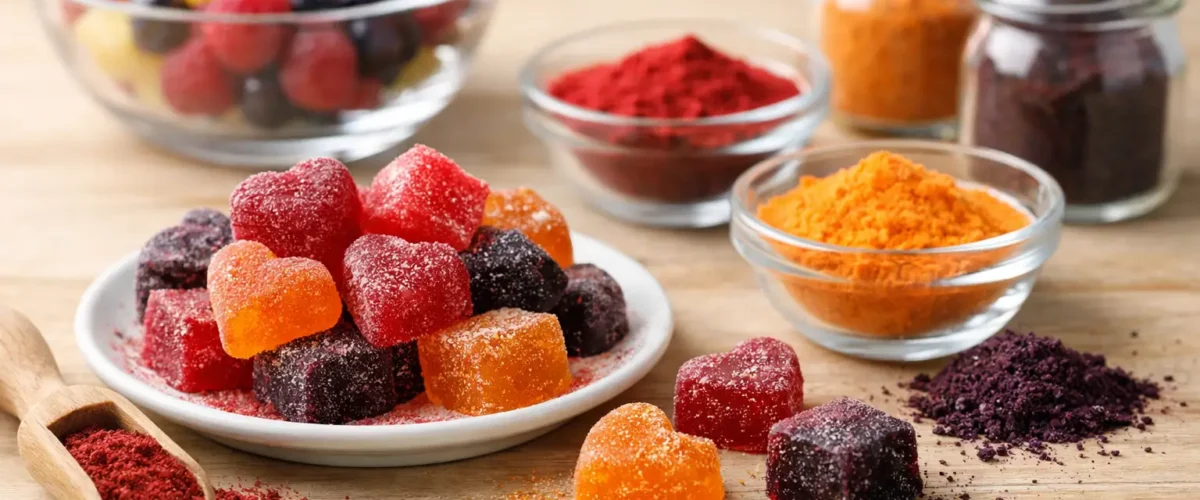Eksempel på vingummi med frugtpulver hjemme