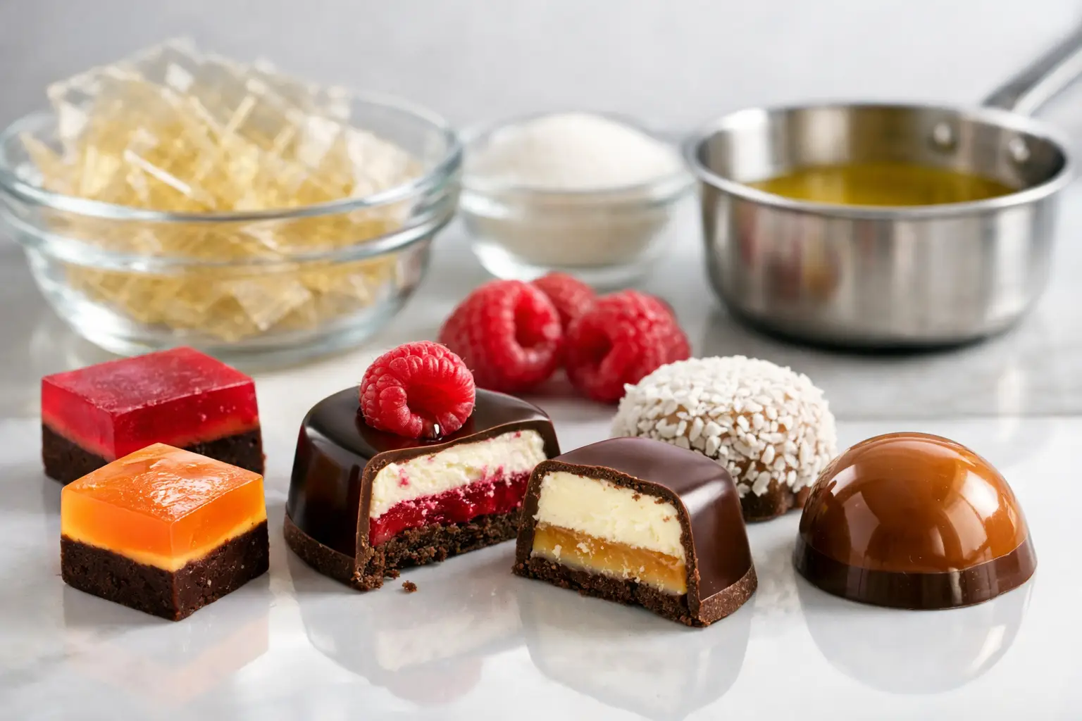 Brug gelatine i konfekt med sikker struktur