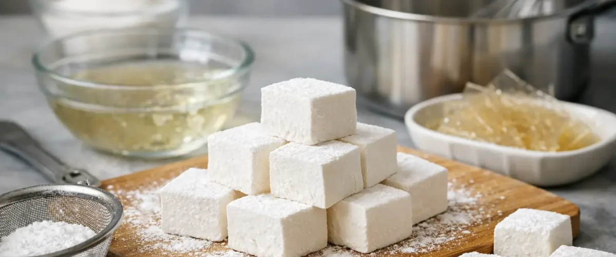 Lav skumfiduser med gelatine, der holder formen