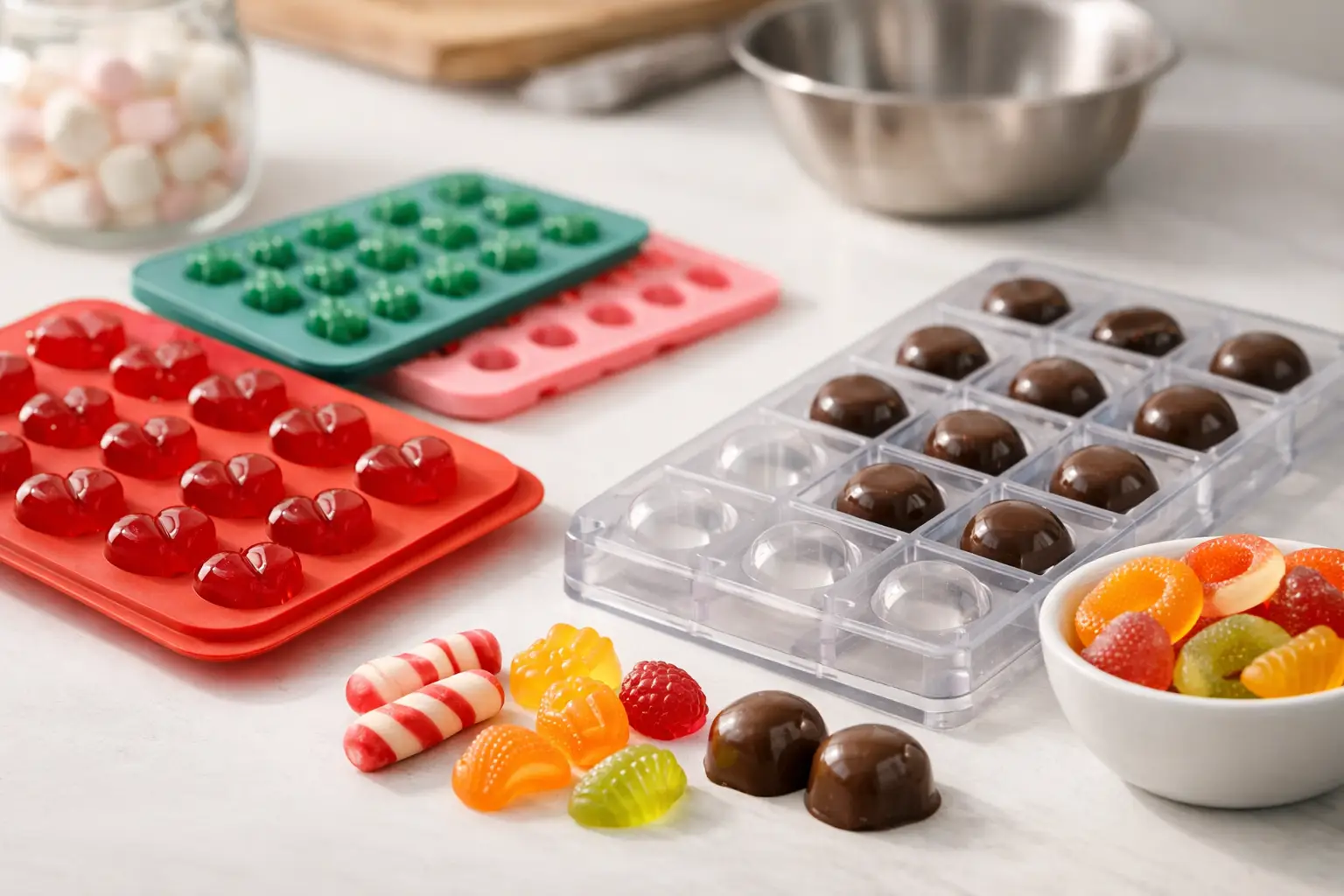 Silikoneform eller hård plast til hjemmelavet slik